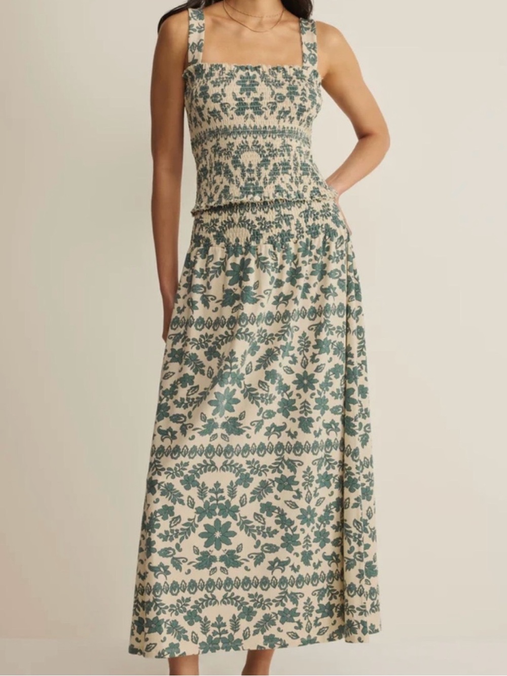 NWT Z Supply Leya Tera Paisley Smocked Top and Skirt Set | Everglade | Size L
